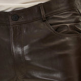 Ronny Mens Brown Leather Pants