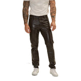 Ronny Mens Brown Leather Pants