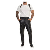 Shadow Black Cargo Leather Pants Mens