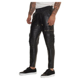 Shadow Black Cargo Leather Pants Mens