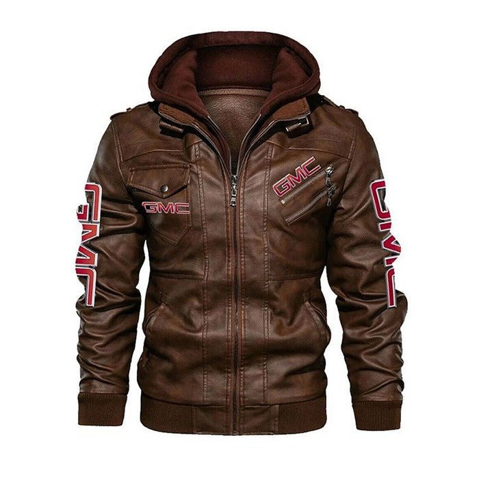 GMC Leather Jacket With Hood - Trendy Jacket