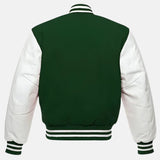 Baseball Bomber Jacket With Leather Sleeves