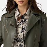 Green Leather Jacket Womens