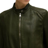 Forest Green Leather Jacket Womens