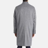 Grey Wool Double Breasted Trench Coat For Mens