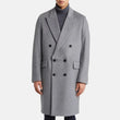 Grey Double Breasted Wool Trench Coat Mens