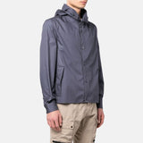 Grey Hooded Flannel Shirt Jacket For Mens