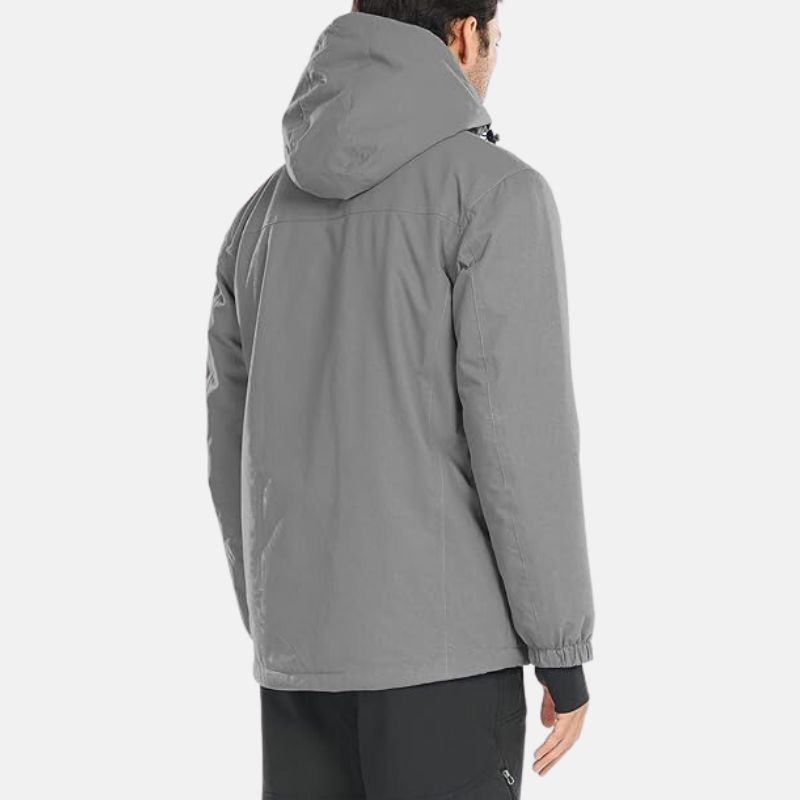 Grey Hooded Parka Winter Jacket For Mens 