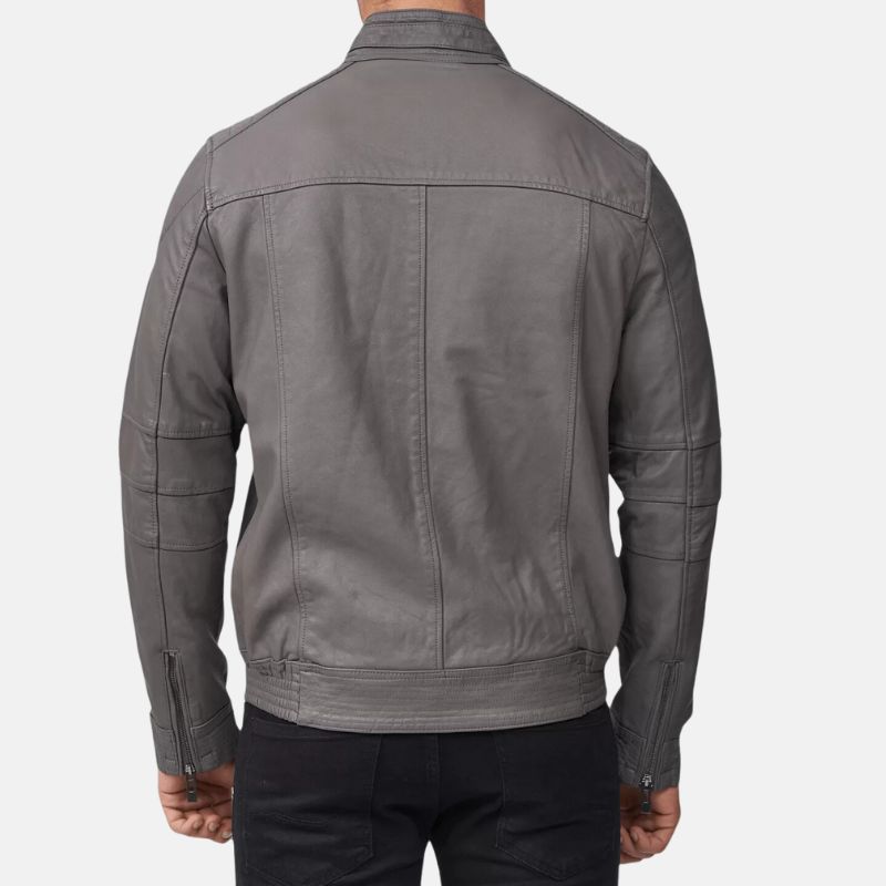 Grey Biker Jacket Mens