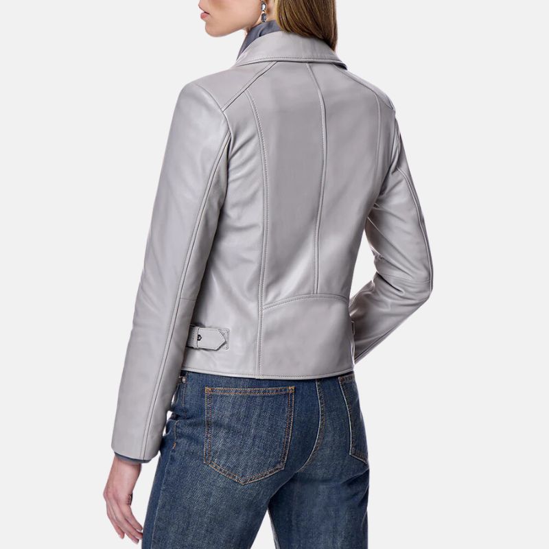 Grey Biker Jacket Womens