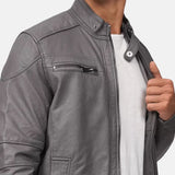 Cafe Racer Grey Biker Jacket Mens