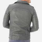 Quilted Grey Motorcycle Jacket For Mens