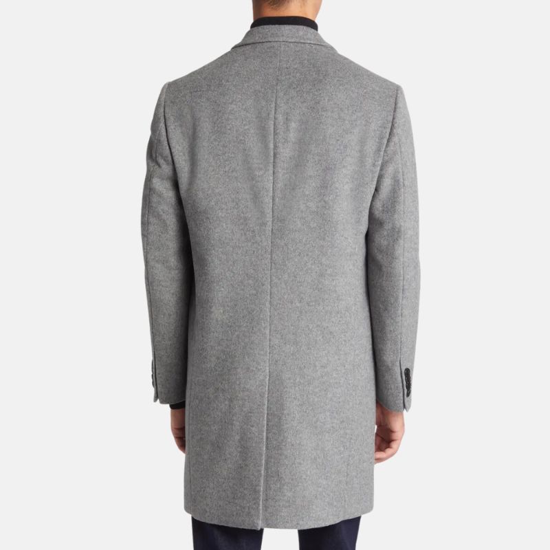 Grey Long Wool Trench Coat For Mens