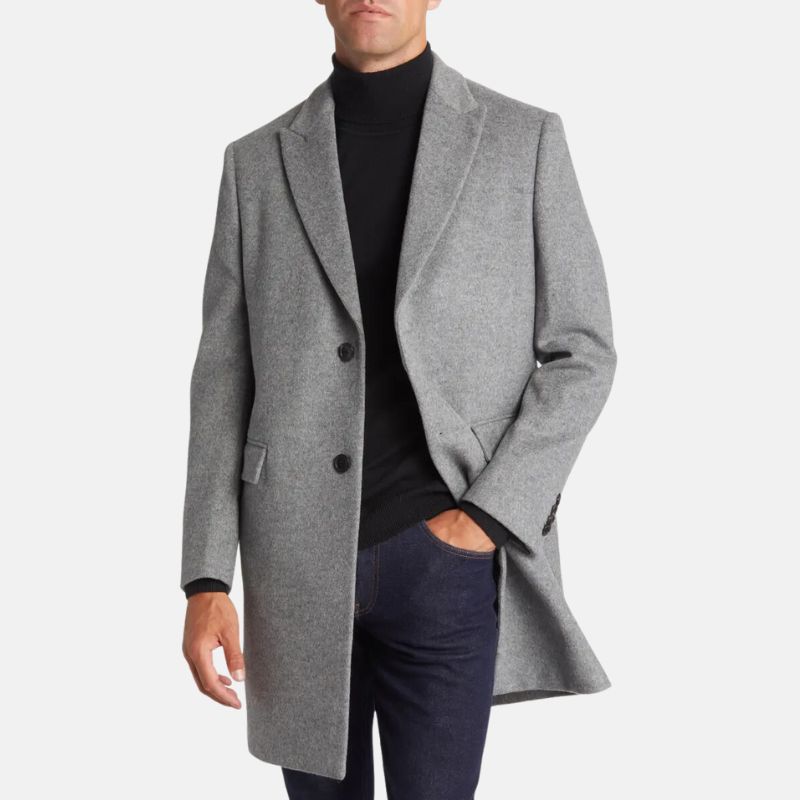 Grey Long Wool Coat Mens