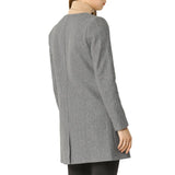 Womens Long Single Breasted Grey Wool Coat