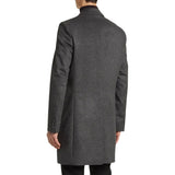 Grey Single Breasted Wool Trench Coat For Mens 