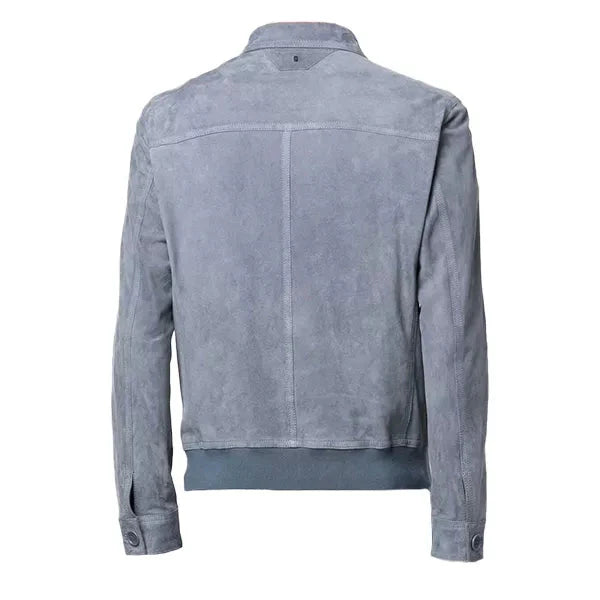 Grey Suede Bomber Jacket