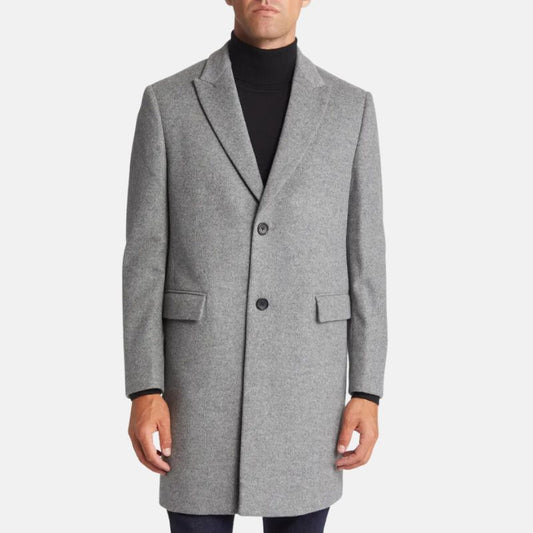 Grey Long Wool Coat Mens