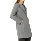 Womens Long Single Breasted Grey Wool Coat