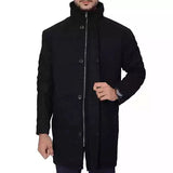 Howard High Neck Black Coat for Mens