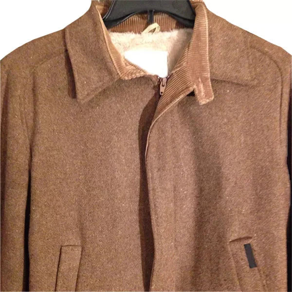 Camel Brown Leather Suede Jacket Mens