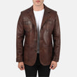 Lambskin Leather Mens Brown Blazer