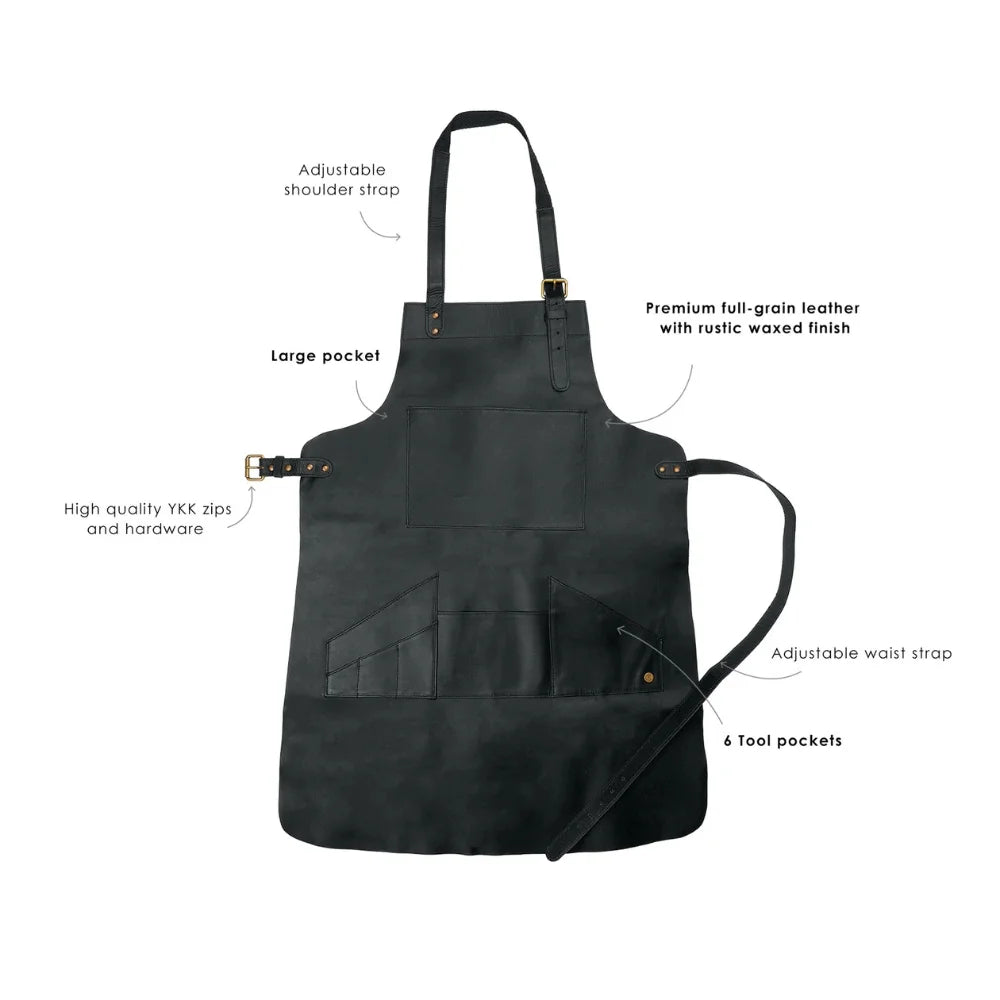 All Purpose Multi Pockets Genuine Leather Apron for Men and Women