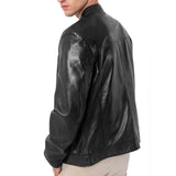 Men's Lambskin Leather Black Cafe Racer Jacket