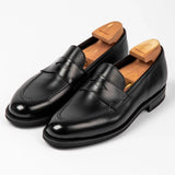 Mens Calf Leather Patent Leather Penny Black Loafer