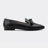 Pointed Toe Black Leather Flats