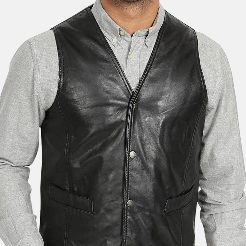 Black Leather Vest Mens