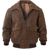 Men's Aviator A2 Vintage Brown Distressed Leather Bomber Jacket