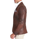 Men's Lambskin Two Button Brown Real Leather Blazer