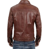 John Brown Leather Jacket With Classic Shirt Collar Men's