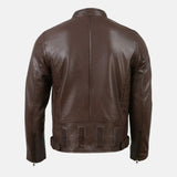 Brown Leather Cafe Racer Jacket For Men's