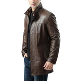 Men’s Lambskin Chocolate Brown Leather Car Coat