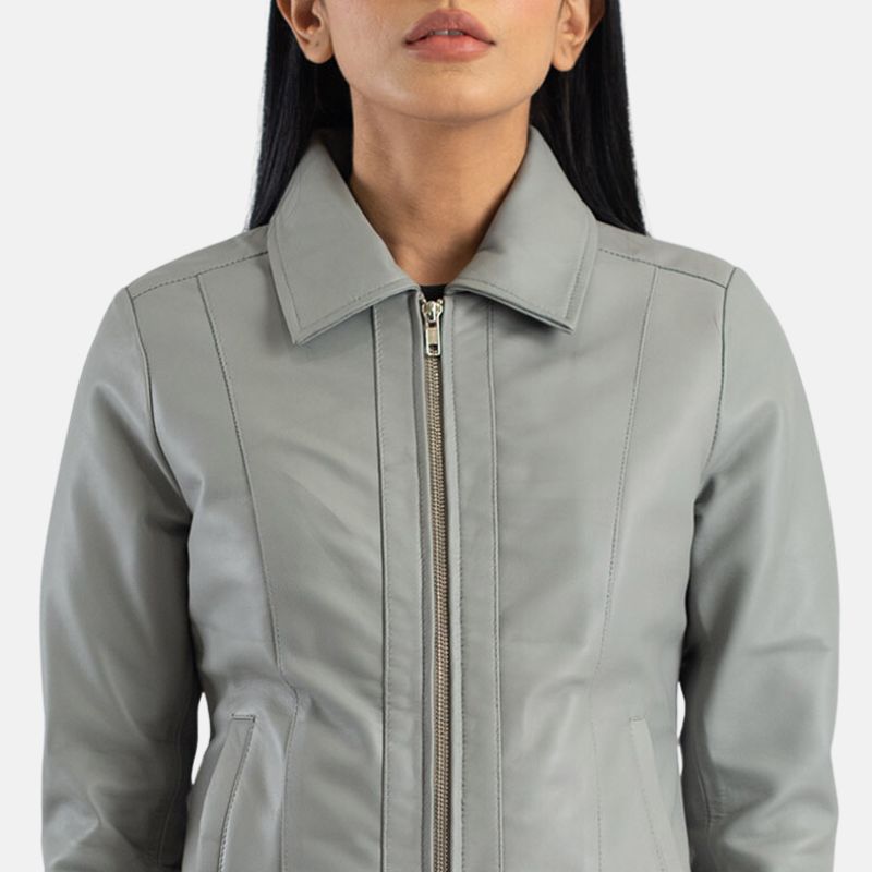 Leather Grey Jacket Womens