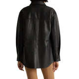 Womens Three Quarter Black Long Leather Coat