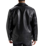 American Polo Collar Black Men Biker Leather Jacket