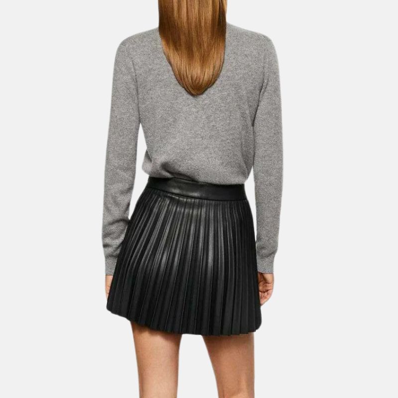 Mini Black Pleated Skirt For Women's