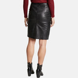 Black Leather Pencil Midi Skirt