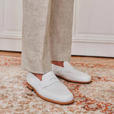 Leather Mens White Loafers