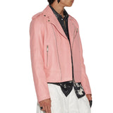 Mens Leather Pink Moto Jacket