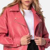 Leather Pink Moto Jacket