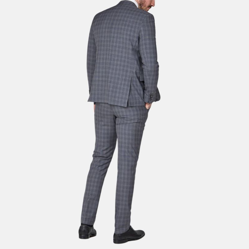 Light Grey Check Pattern Tweed 3 Piece Suit For Mens