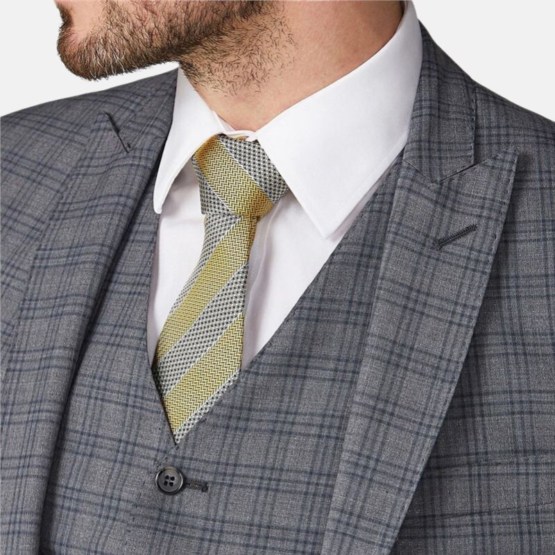 Light Grey Tweed 3 Piece Suit Mens