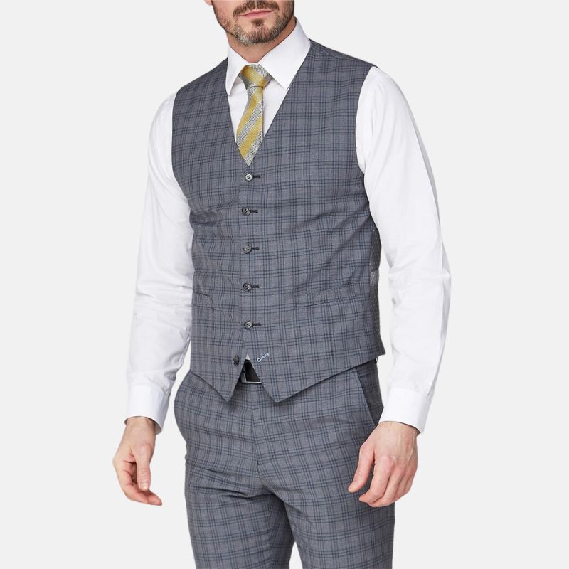 Light Grey Tweed 3 Piece Suit Mens