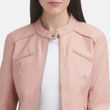 Light Pink Cafe Racer Leather Jacket