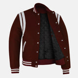 Maroon And White Letterman Varsity Jacket