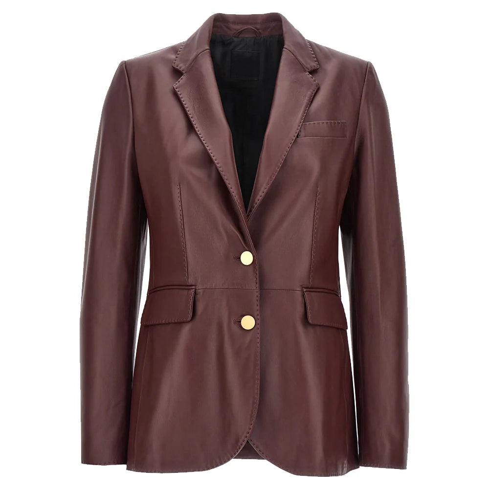 maroon-leather-blazer-womens